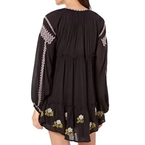 Free People Black Embroidered Dress Size Small